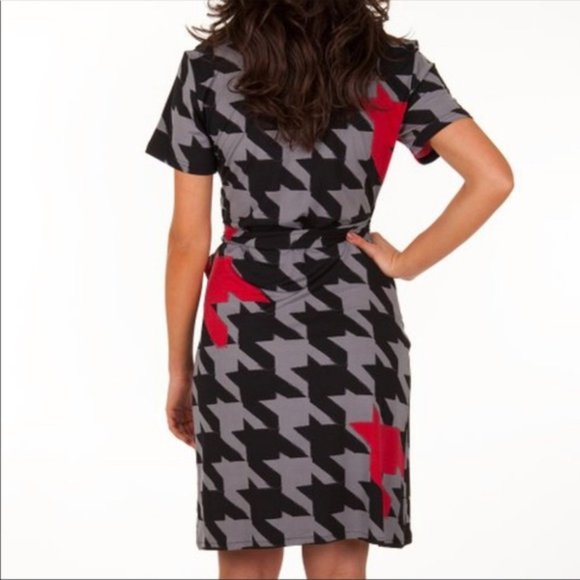 Tracy Negoshian Black & Gray Jane Houndstooth Pop Wrap Dress Size XS - Picture 2 of 11